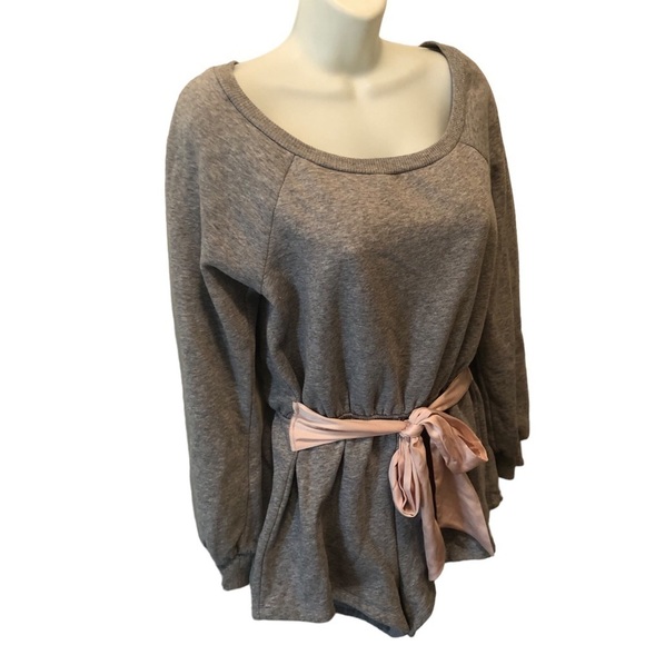 Victoria’s Secret Slouchy Romper Gray Sz. S Fleece Lined Ribbon Belted Lounge - Picture 2 of 7
